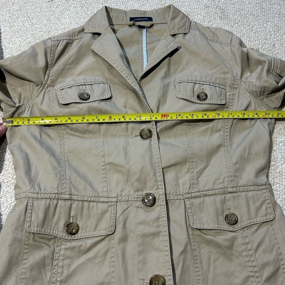 Lands End Utility Jacket Blazer Khaki Tan Size Medium 10-12 100% Cotton Classic - Picture 12 of 12